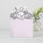 Einladung zur Hochzeit von Vintagen Birds Lavender (Stehend Vorderseite)