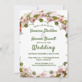 Einladung zur Hochzeit von Vintagen Blumenkranken (Vorderseite)
