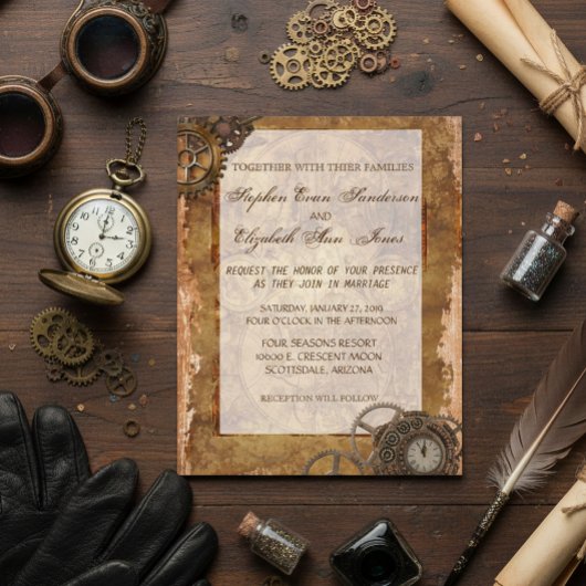 Einladung zur Hochzeit von Vintagen Industriestraß Flyer
