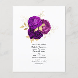 Einladung zur Hochzeit von Vintagen Lila und Gold- Flyer