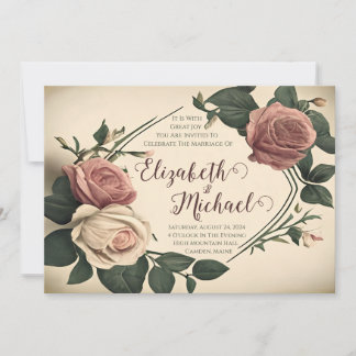 Einladung zur Hochzeit von Vintagen Rose