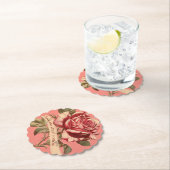 Einladung zur Hochzeit von Vintager Rosa Ribbon Untersetzer (Vor Ort)