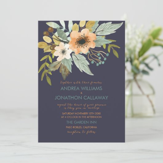 Einladung zur Hochzeit von Wasserfarben (Stehend Vorderseite)