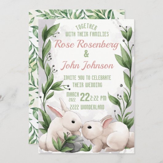 Einladung zur Hochzeit von Wasserfarben (Vorne/Hinten)