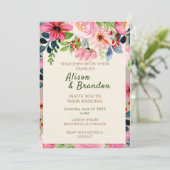 Einladung zur Hochzeit von Wasserfarben (Stehend Vorderseite)