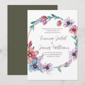 Einladung zur Hochzeit von Wasserfarben (Vorne/Hinten)