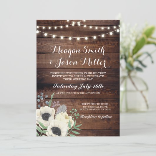 Einladung zur Hochzeit von Wasserfarben Anemone Ho (Stehend Vorderseite)