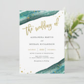 Einladung zur Hochzeit von Wasserfarben Aquamarin  (Stehend Vorderseite)