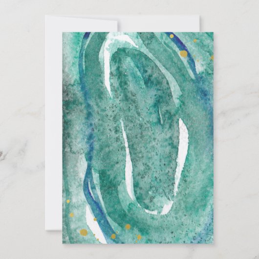 Einladung zur Hochzeit von Wasserfarben Aquamarin  (Rückseite)