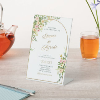 Einladung zur Hochzeit von Wasserfarben Sockelschild