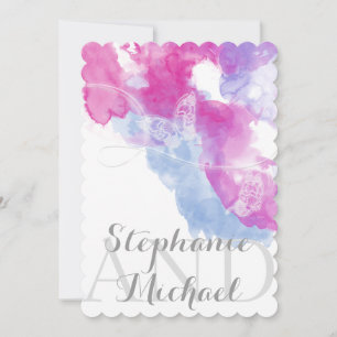 Einladung zur Hochzeit von Watercolor Butterfly Ra