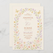 Einladung zur Hochzeit von weichem Blumengestein (Vorne/Hinten)