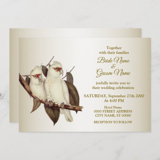 Einladung zur Hochzeit von weißen Vögeln (Vorne/Hinten)
