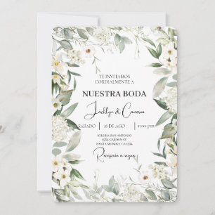 Einladung zur Hochzeit von weißer Blüte