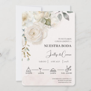 Einladung zur Hochzeit von weißer Blüte