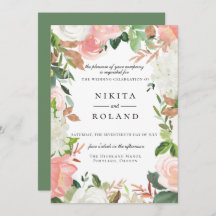 Einladung zur Hochzeit von weißer Blüte