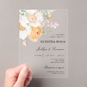 Einladung zur Hochzeit von weißer Blüte