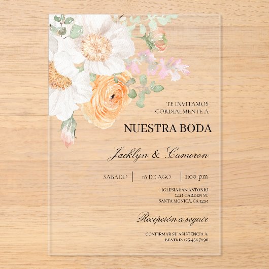 Einladung zur Hochzeit von weißer Blüte (Vorderseite)