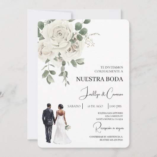 Einladung zur Hochzeit von weißer Blüte (Vorderseite)