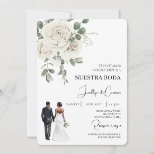 Einladung zur Hochzeit von weißer Blüte