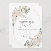 Einladung zur Hochzeit von weißer Blüte (Vorne/Hinten)
