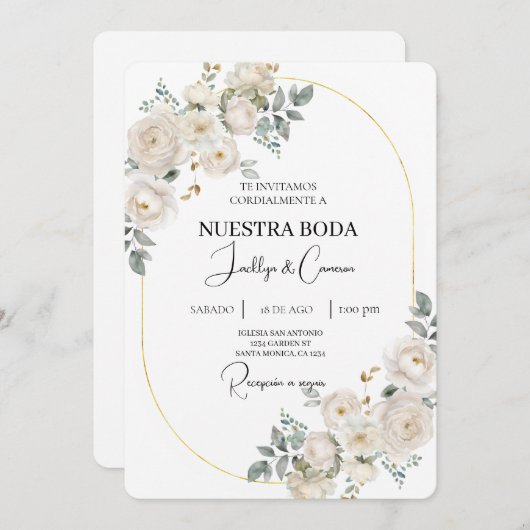 Einladung zur Hochzeit von weißer Blüte (Vorne/Hinten)