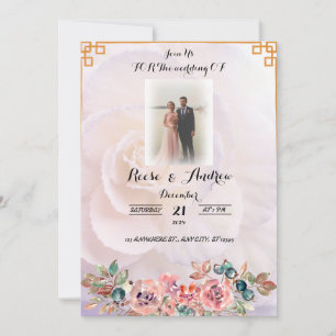 Einladung zur Hochzeit von weißer Blüte