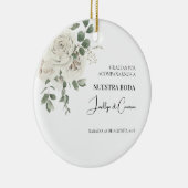 Einladung zur Hochzeit von weißer Blüte Keramik Ornament (Rechts)