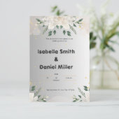 Einladung zur Hochzeit von weißer Elegantin (Stehend Vorderseite)