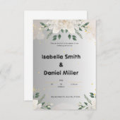 Einladung zur Hochzeit von weißer Elegantin (Vorne/Hinten)