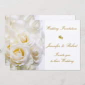 Einladung zur Hochzeit von Weißrosen (Vorne/Hinten)