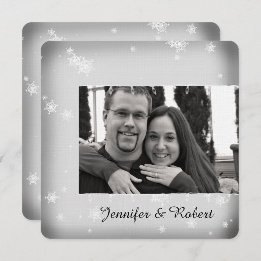 Einladung zur Hochzeit von White and Silver Snowfl (Vorne/Hinten)