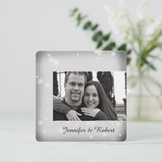 Einladung zur Hochzeit von White and Silver Snowfl (Stehend Vorderseite)