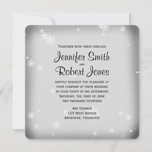 Einladung zur Hochzeit von White and Silver Snowfl (Rückseite)