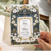 Einladung zur Hochzeit von White Floral Navy Blue