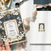 Einladung zur Hochzeit von White Floral Navy Blue 