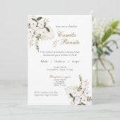 Einladung zur Hochzeit von White Floral Spanish (Stehend Vorderseite)