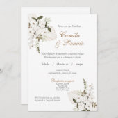 Einladung zur Hochzeit von White Floral Spanish (Vorne/Hinten)