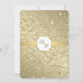 Einladung zur Hochzeit von White & Gold Damask (Rückseite)