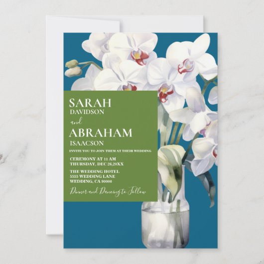 Einladung zur Hochzeit von White Orchids (Vorderseite)