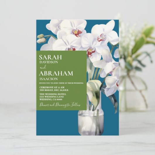 Einladung zur Hochzeit von White Orchids (Stehend Vorderseite)