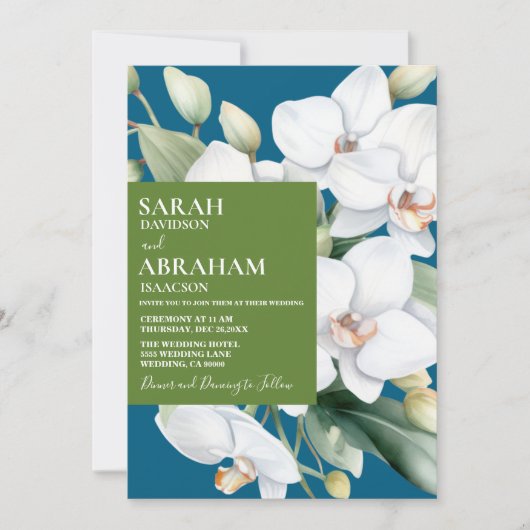 Einladung zur Hochzeit von White Orchids (Vorderseite)