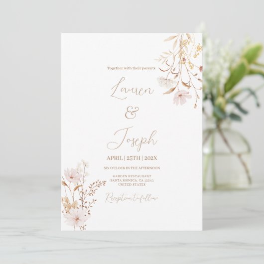 Einladung zur Hochzeit von Wildblumen (Stehend Vorderseite)