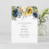 Einladung zur Hochzeit von Yellow & Navy Floral Bo (Stehend Vorderseite)