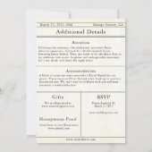 Einladung zur Hochzeit von Zeitungen (Rückseite)