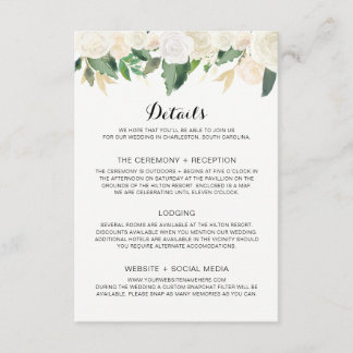Einladung zur Hochzeit Weiße Blume - Details Karte
