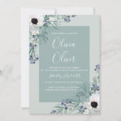 Einladung zur Hochzeit weißes Anemonsgrün (Vorderseite)