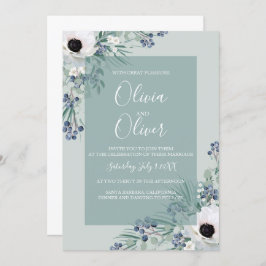 Einladung zur Hochzeit weißes Anemonsgrün