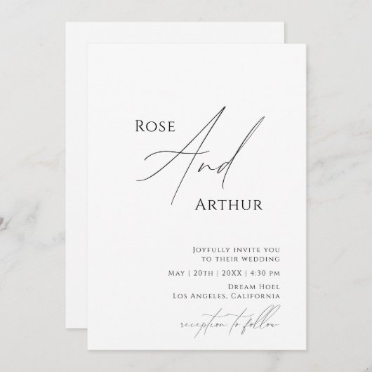 Einladung zur Hochzeit Whimsical Minimalistisch (Vorne/Hinten)