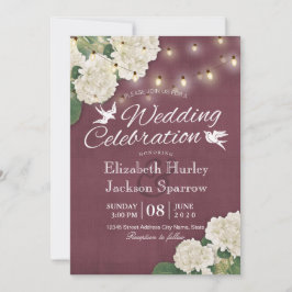 Einladung zur Hochzeit White Hydrangeas String Lig